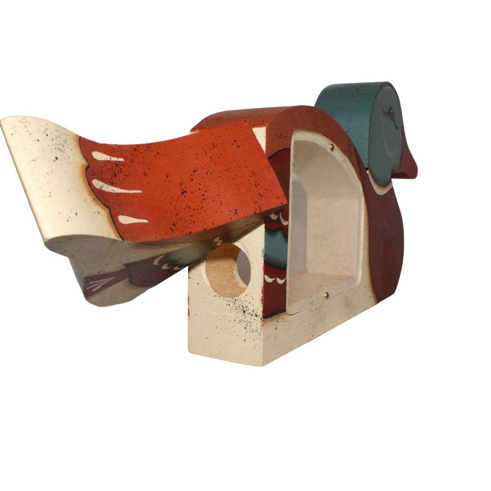 Vintage Handmade Hand Painted Mallard Duck Clear Sides Coin Money Piggy Bank - Picture 5 of 11